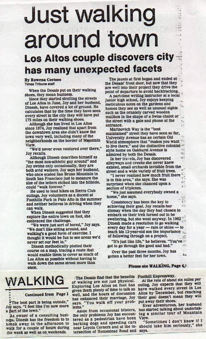 a scan of a newspaper article about the Streets of Los Altos walk