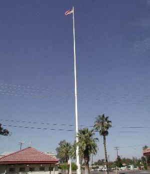 The 184-foot-tall flagpole with U.S. flag flying