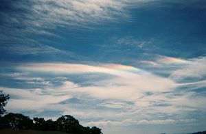 Sky with rainbow colors in cirrus clouds