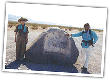 Joy and Dinesh at a rock marking the park's southern border