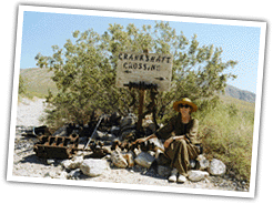 Joy with a collection of auto parts at Crankshaft Crossing