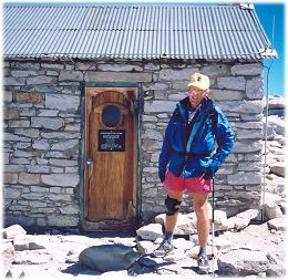 Ron near the summit; emergency hut in the background