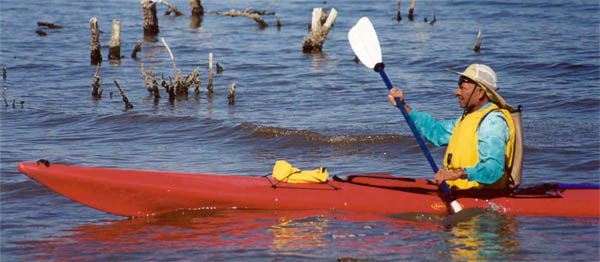 Dinesh paddling the kayak