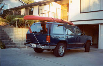 kayak secured to the Ford Explorer